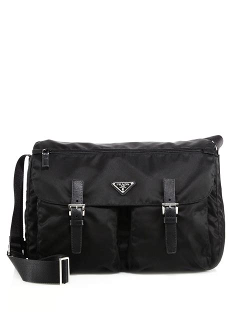 vintage prada black leather messenger bag|vintage Prada Messenger bag.